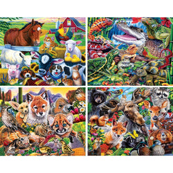 World of Animals 100 Piece Jigsaw Puzzles 4-Pack V2 (ONLINE ORDER ONLY)