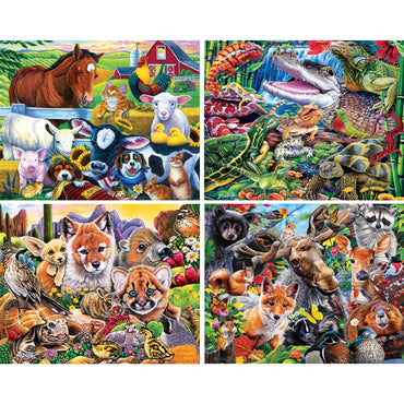 World of Animals 100 Piece Jigsaw Puzzles 4-Pack V2 (ONLINE ORDER ONLY)