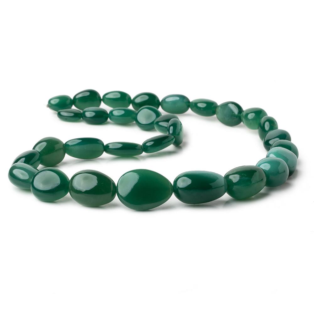 11x9-19x15mm Forest Green Chalcedony plain nuggets 19 inch 29 beads (ONLINE ORDER ONLY)