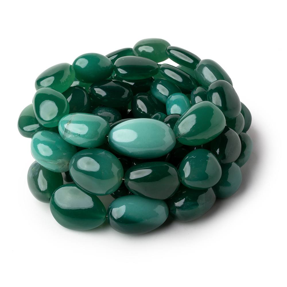11x9-19x15mm Forest Green Chalcedony plain nuggets 19 inch 29 beads (ONLINE ORDER ONLY)