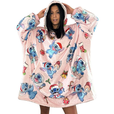 Stitch Oversized Wearable Blanket Hoodie – Pink Sherpa for Kids & Adults | OLM Toys (ONLINE ORDER ONLY)