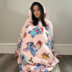 Stitch Oversized Wearable Blanket Hoodie – Pink Sherpa for Kids & Adults | OLM Toys (ONLINE ORDER ONLY)