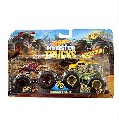 Hot Wheels Monster Trucks 1:64 Demolition Doubles 2-Pk - Hotweiler Vs Hound Hauler (ONLINE ORDER ONLY)