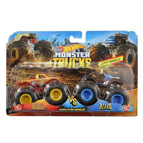 Hot Wheels Monster Trucks 1:64 Demolition Doubles 2-Pk - Spur Moment Vs Steer Clear (ONLINE ORDER ONLY)