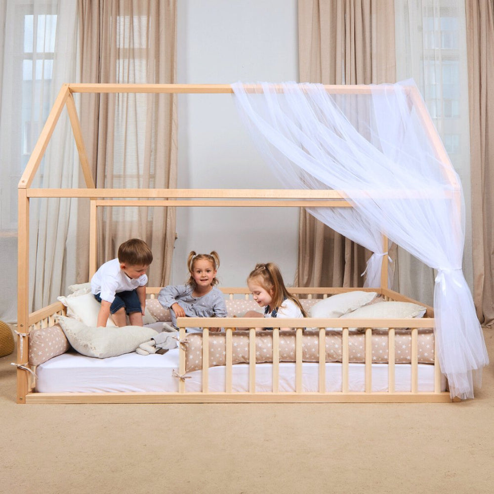 Twin Size Montessori House Bed for Kids with Fence (ONLINE ORDER ONLY)