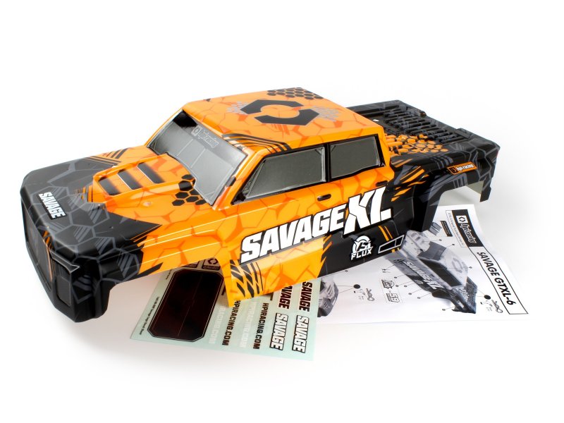 HPI Racing GTXL-6 Kingcab Painted Truck Body Only (Black/Orange) (ONLINE ORDER ONLY)