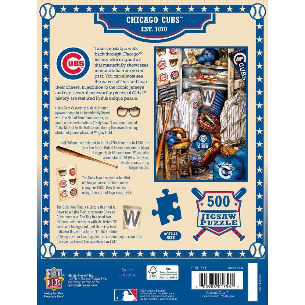 Chicago Cubs - Locker Room 500 Piece Jigsaw Puzzle (ONLINE ORDER ONLY)