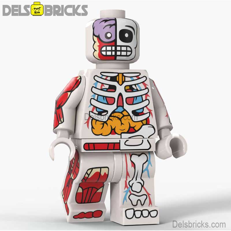 Human Body Guy Visible Anatomy Man White Color Lego Minifigures custom toys (ONLINE ORDER ONLY)