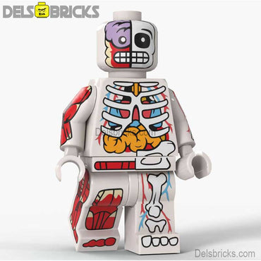 Human Body Guy Visible Anatomy Man White Color Lego Minifigures custom toys (ONLINE ORDER ONLY)