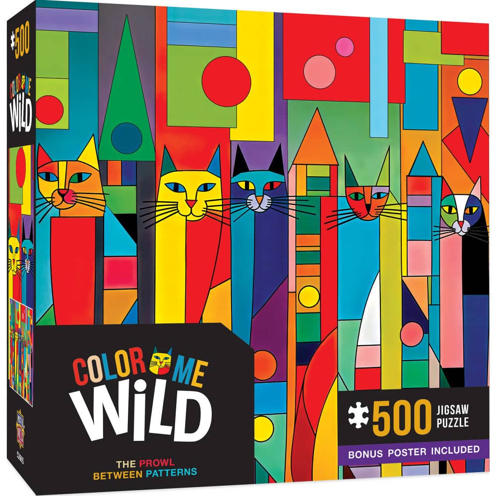 Color Me Wild - The Prowl Between Patterns 500 Piece Jigsaw Puzzle
