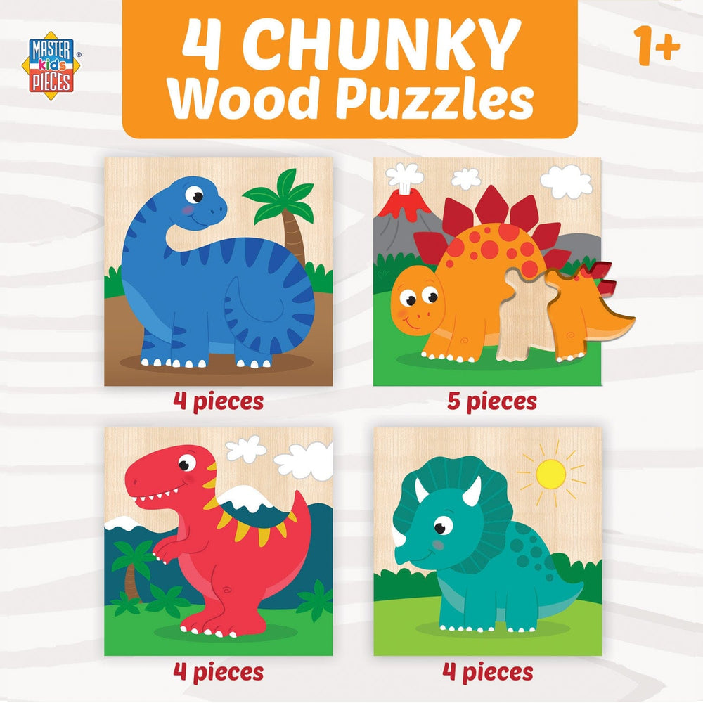 Dinosaurs Chunky Wood Puzzles - Kids 4 Pack (ONLINE ORDER ONLY)