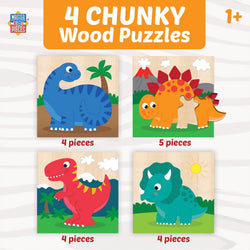 Dinosaurs Chunky Wood Puzzles - Kids 4-Pack