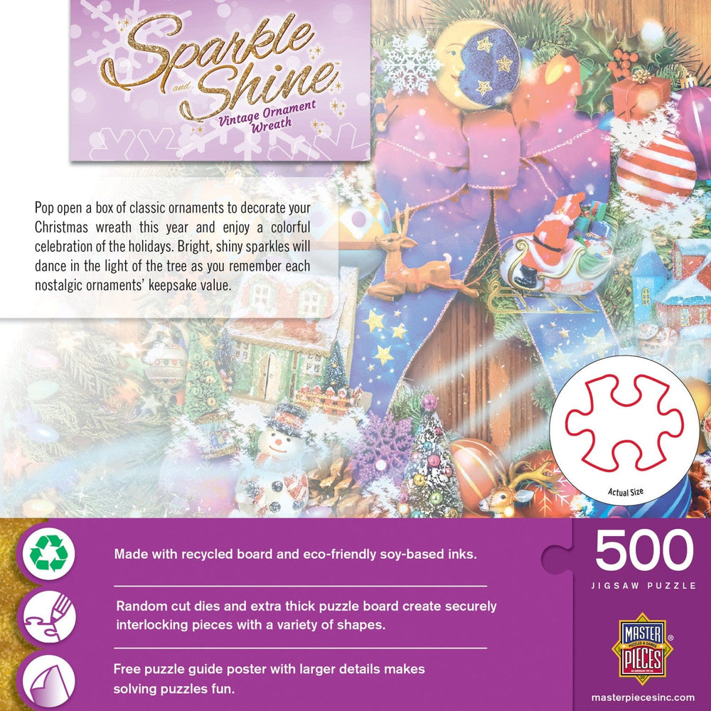 Sparkle & Shine - Vintage Ornament Wreath 500 Piece Glitter Jigsaw Puzzle (ONLINE ORDER ONLY)