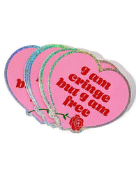 Holographic Glitter Heart Sticker – I Am Cringe But I Am Free Vinyl Sticker (ONLINE ORDER ONLY)