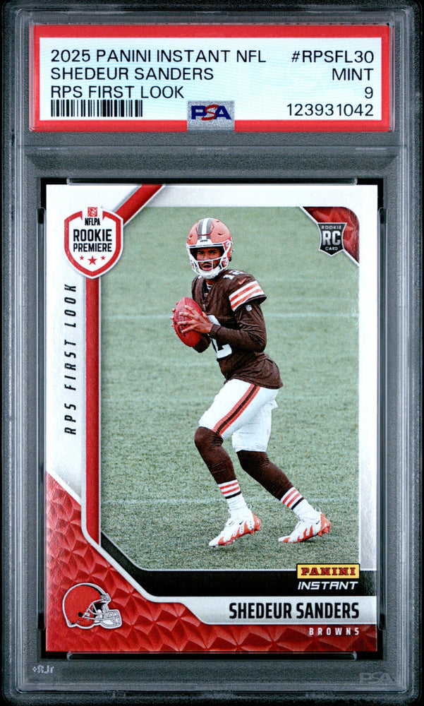 Graded 2025 Panini Instant Shedeur Sanders #RPSFL30 RPS First Look Rookie RC Football Card PSA 9 Mint (ONLINE ORDER ONLY)
