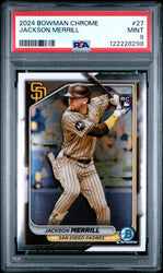 Graded 2024 Topps Bowman Chrome Jackson Merrill #27 Rookie RC Baseball Card PSA 9 Mint (ONLINE ORDER ONLY)