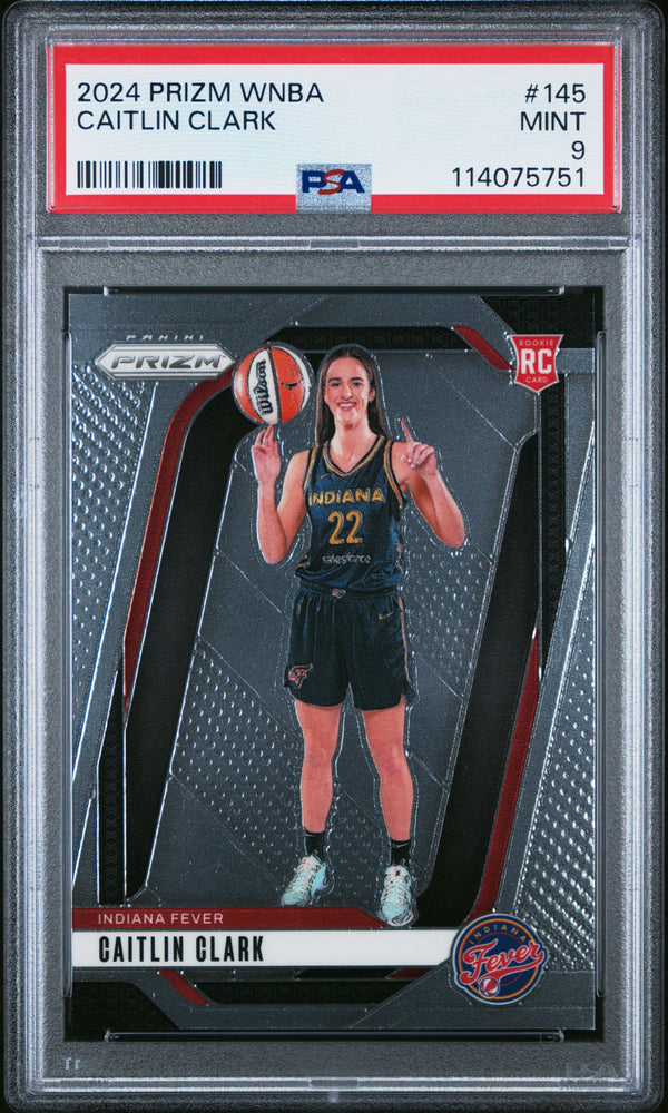 Graded 2024 Panini Prizm Caitlin Clark #145 Rookie RC Basketball Card PSA 9 Mint (ONLINE ORDER ONLY)