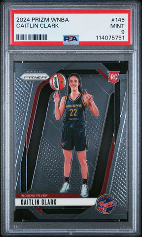 Graded 2024 Panini Prizm Caitlin Clark #145 Rookie RC Basketball Card PSA 9 Mint (ONLINE ORDER ONLY)