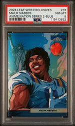 Graded 2024 Leaf Web Exclusives Malik Nabers #37 Anime Nation Series 2 Blue /75 Football Card PSA 8 Near Mint (ONLINE ORDER ONLY)