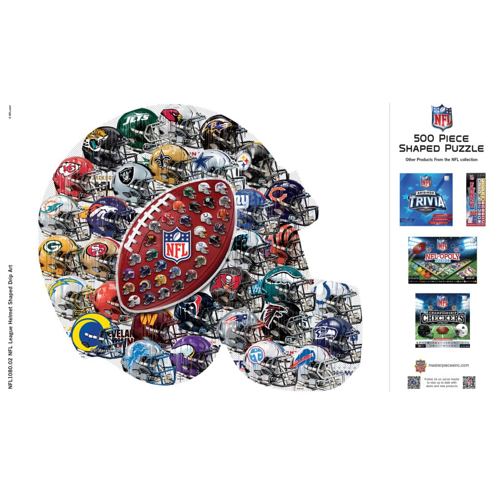 NFL - Helmet Drip Art 500 Piece Shaped Jigsaw Puzzle
