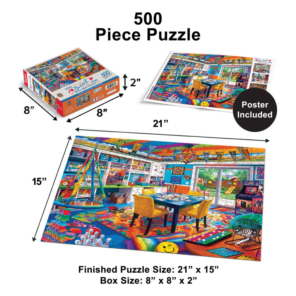 Home Sweet Home - Game Night Central 500 Piece Jigsaw Puzzle