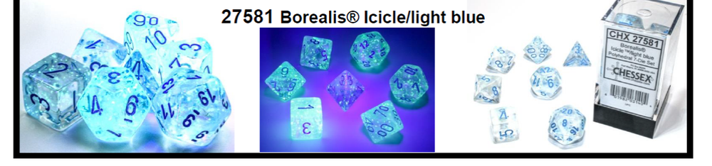 Borealis Icicle /light blue 7-Dice / 16mm / 12mm / 30mm Luminary (Online Only)