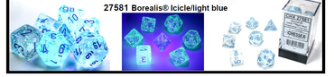 Borealis Icicle /light blue 7-Dice / 16mm / 12mm / 30mm Luminary (Online Only)