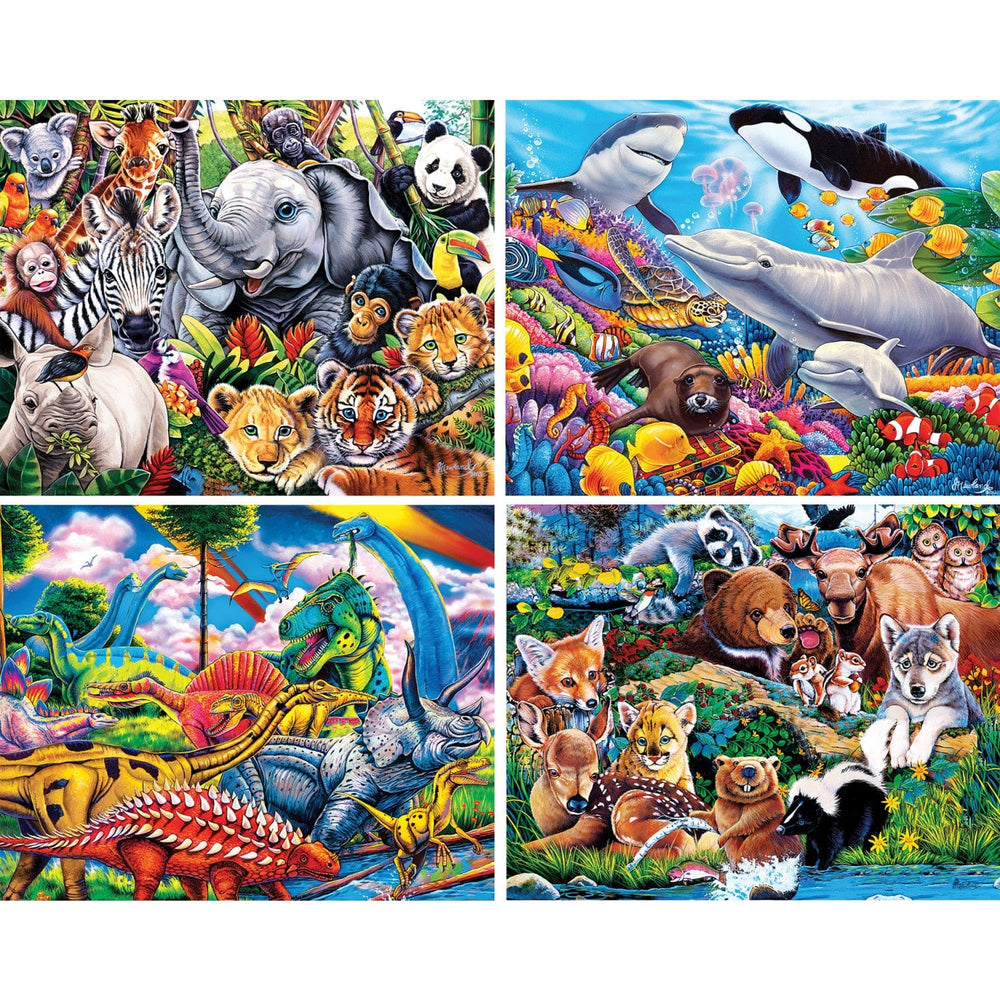 World of Animals 100 Piece Jigsaw Puzzles 4-Pack V1 (ONLINE ORDER ONLY)