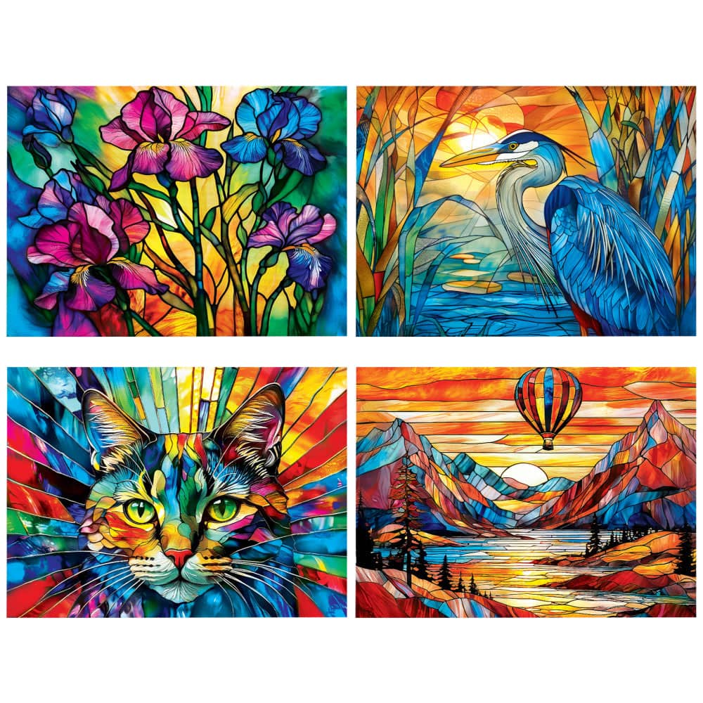 Stained Glass - 500 Piece Jigsaw Puzzles 4 Pack (ONLINE ORDER ONLY)