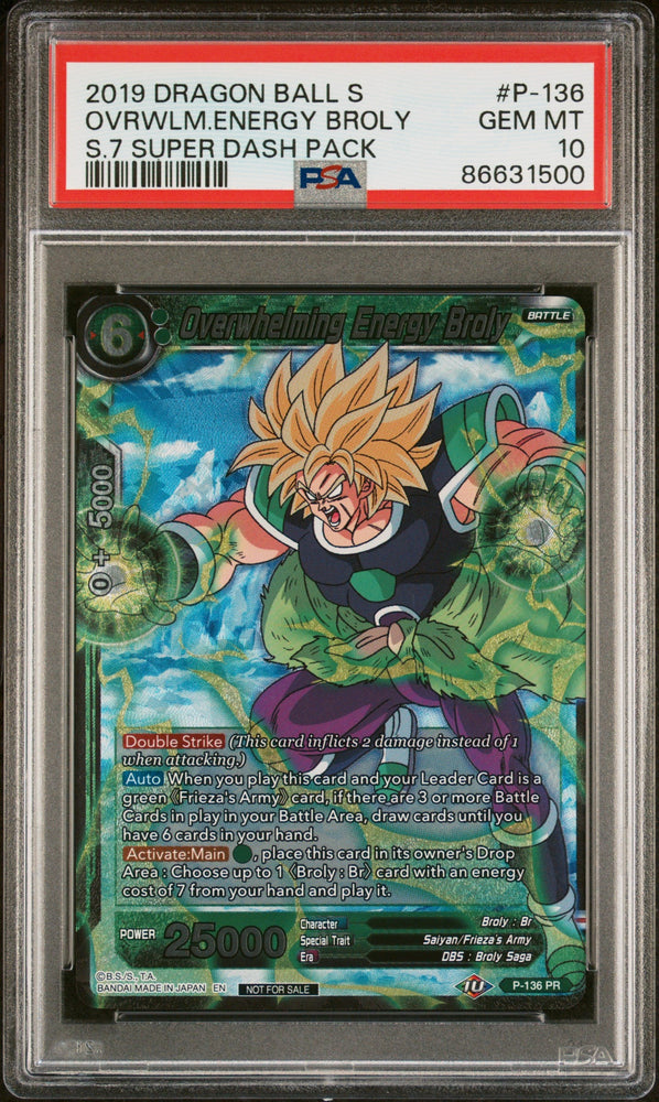 2019 DRAGON BALL SUPER OVRWLM.ENERGY BROLY #P-136 - PSA 10 (Online Order Only)