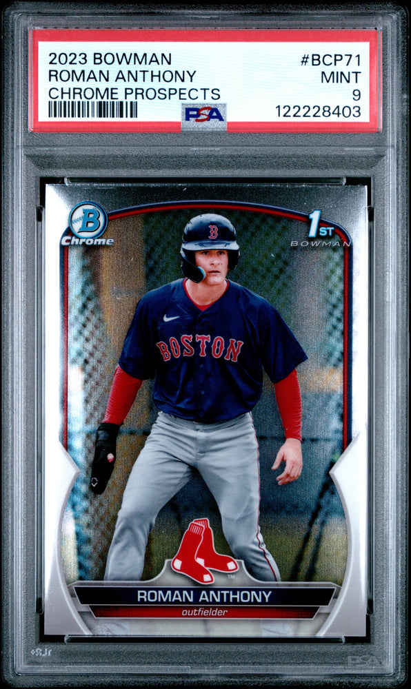 Graded 2023 Topps Bowman Roman Anthony #BCP71 Chrome Prospects Rookie RC Baseball Card PSA 9 Mint (ONLINE ORDER ONLY)