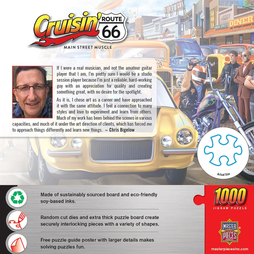 Cruisin' Route 66 - Main Street Muscle 1000 Piece Jigsaw Puzzle (ONLINE ORDER ONLY)