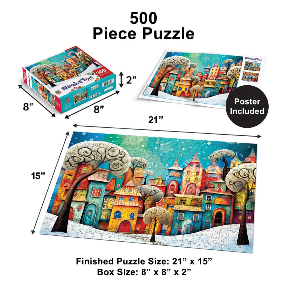 Whimsical Town - Winter Whimsey 500 Piece Jigsaw Puzzle