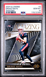 Graded 2024 Panini Illusions Drake Maye #2 Amazing Rookie RC Football Card PSA 10 Gem Mint (ONLINE ORDER ONLY)