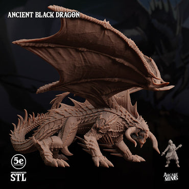 3D Printed Sordane Publishing Ancient Black Dragon 28 32mm D&D (Online Only)