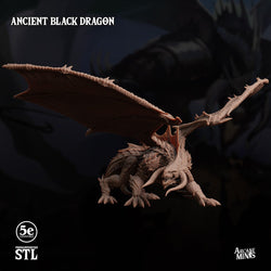 3D Printed Sordane Publishing Ancient Black Dragon 28 32mm D&D (Online Only)