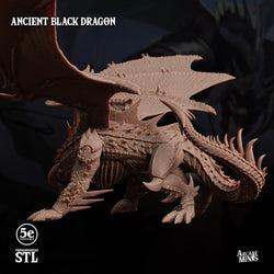 3D Printed Sordane Publishing Ancient Black Dragon 28 32mm D&D (Online Only)