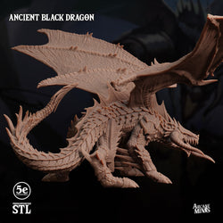 3D Printed Sordane Publishing Ancient Black Dragon 28 32mm D&D (Online Only)