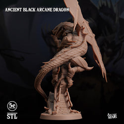 3D Printed Sordane Publishing Anicent Black Arcane Dragon 28 32mm D&D (Online Only)