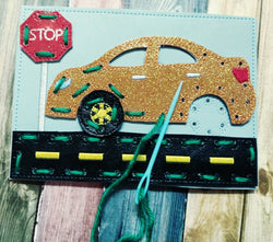 Sewing cards for kids - Car sewing card - learn to sew - busy toy - activity toy - car lacing card - learning toy - Montessori toy - quiet (ONLINE ORDER ONLY)