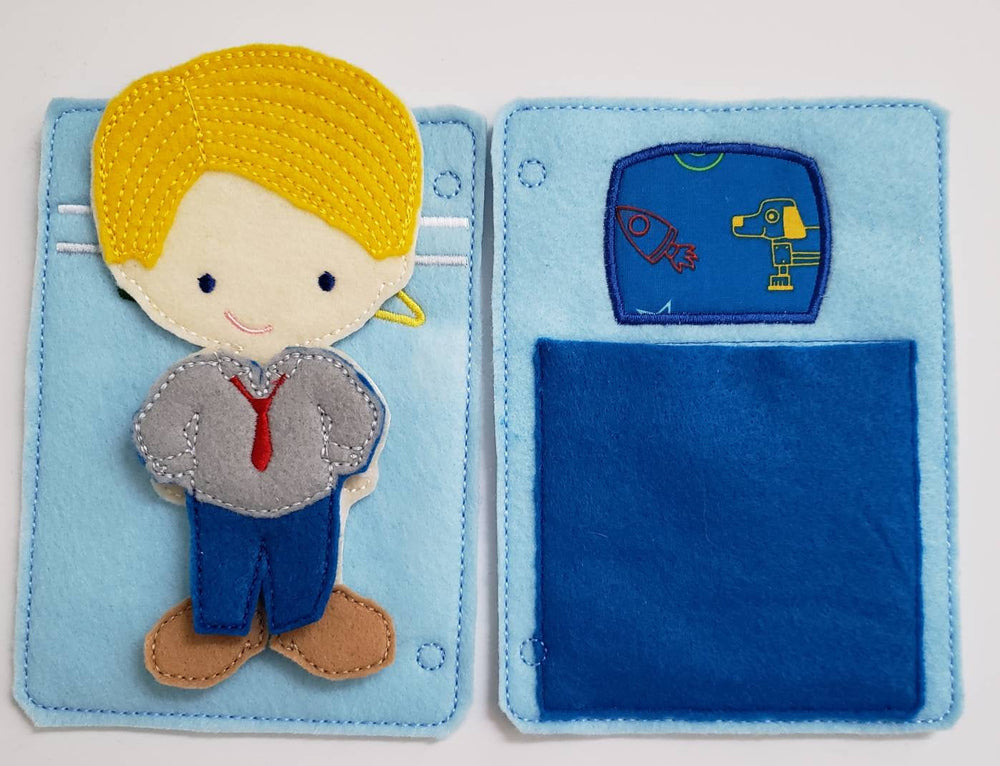 Astronaut boy felt paper doll - doll clothes storage - quiet activity page - busy book page (ONLINE ORDER ONLY)