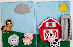 Farm Animal Felt Quiet Book Page - Busy Book - Activity Book - learning board - Interactive - Barn - Horse - Sheep - pig - cow (ONLINE ORDER ONLY)