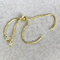 Gold Plated Box Chain - Dainty Fine - Adjustable 5 to 9 Inches - with Open Loops - Adjustable Box Chain Bracelet - Gold Plated (ONLINE ORDER ONLY)