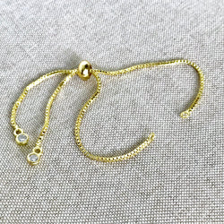 Gold Plated Box Chain - Dainty Fine - Adjustable 5 to 9 Inches - with Open Loops - Adjustable Box Chain Bracelet - Gold Plated (ONLINE ORDER ONLY)