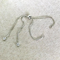 Silver Box Chain - Dainty Fine - Adjustable 5 to 9 Inches - with Open Loops - Adjustable Box Chain Bracelet - Silver (ONLINE ORDER ONLY)
