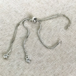 Silver Box Chain - Dainty Fine - Adjustable 5 to 9 Inches - with Open Loops - Adjustable Box Chain Bracelet - Silver (ONLINE ORDER ONLY)