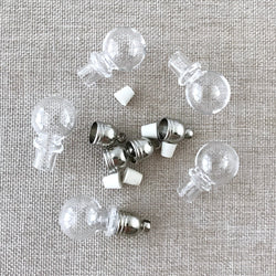 Handblown Round Glass Bottles - Glass Vials - With rubber corks and cap with loop - Gbottle-rbulb - Package of 5 Bottles (ONLINE ORDER ONLY)