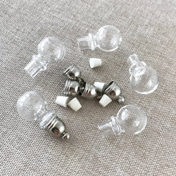 Handblown Round Glass Bottles - Glass Vials - With rubber corks and cap with loop - Gbottle-rbulb - Package of 5 Bottles (ONLINE ORDER ONLY)