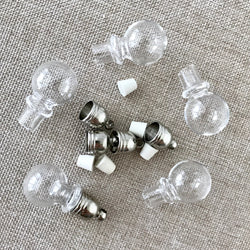 Handblown Round Glass Bottles - Glass Vials - With rubber corks and cap with loop - Gbottle-rbulb - Package of 5 Bottles (ONLINE ORDER ONLY)