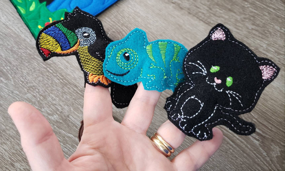 Felt finger puppet animal - Rainforest Animal quiet book page -  Gift for kids - habitat - Party Favor - learning toy - animals and biomes (ONLINE ORDER ONLY)